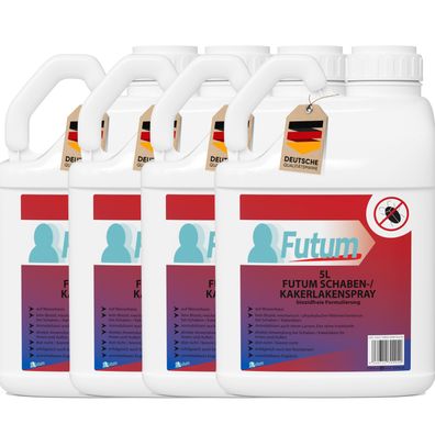 FUTUM 4x5L Schabenspray / Kakerlakenspray gegen Schaben Kakerlakenmittel Abwehr