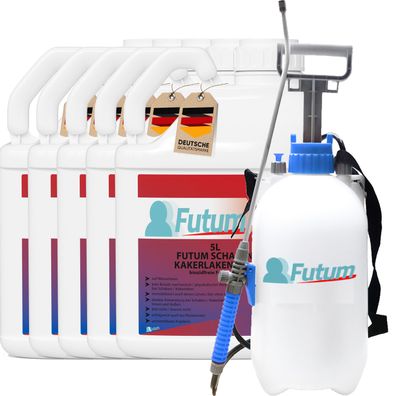 FUTUM 5x5L Schabenspray / Kakerlakenspray gegen Schaben Kakerlakenmittel Abwehr + 5L