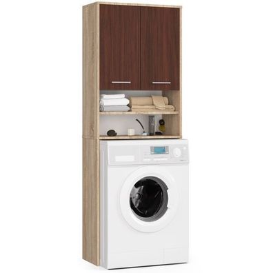 Waschmaschinenschrank AKORD FIN Sonoma-Eiche 64 cm Front Wenge B64 x H180 x T30 cm