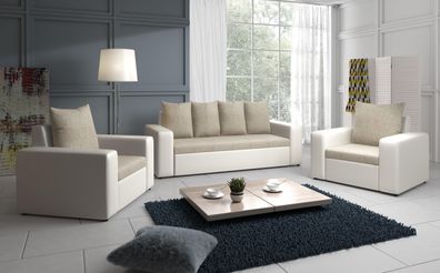 FURNIX Polstersofa und Polstersessel-Set Marlenn mit Schlaffunktion KO06 + MO00