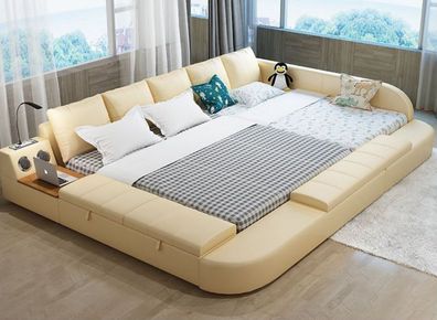 Multifunktion Sofa Bett Xxl Big Betten Boxen Usb Hotel Leder Polster Neu #198