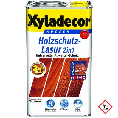 Xyladecor Holzschutzlasur 2in1 für Aussen Farbe 203 Teak 2500ml