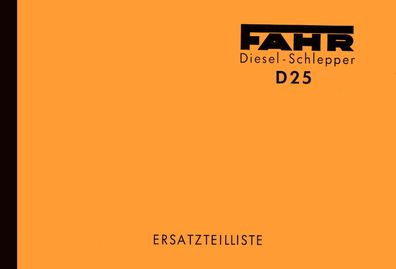 Ersatzteilliste Fahr D 25 Diesel Schlepper Deutsch Original Gebraucht