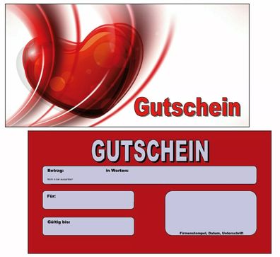 100 Geschenkgutscheine Gutscheinkarten Gutscheine neutral Wellness Kosmetik Herz GS12