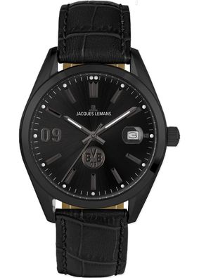 Jacques Lemans Armbanduhr > Edelstahl schwarz analog Datum BVB-02