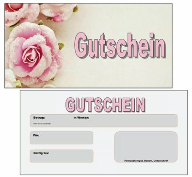 100 Geschenkgutscheine Gutscheinkarten Gutschein neutral Wellness Kosmetik Eisrosen