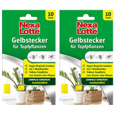 2 x NEXA LOTTE® Gelbstecker für Topfpflanzen, 10 Stück