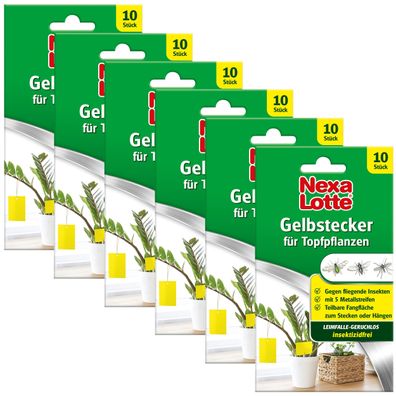 6 x NEXA LOTTE® Gelbstecker für Topfpflanzen, 10 Stück