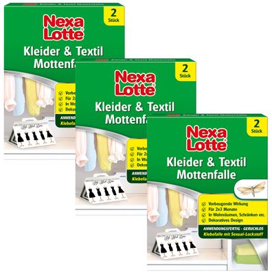 3 x NEXA LOTTE® Kleider- & Textil Mottenfalle, 2 Stück