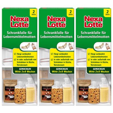 3 x NEXA LOTTE® Schrankfalle für Lebensmittelmotten, 2 Stück