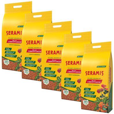 5 x SERAMIS® Pflanz-Granulat für Zimmerpflanzen, 15 Liter