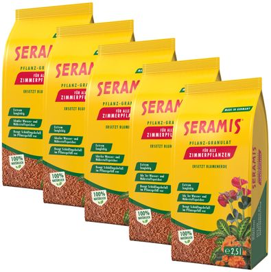 5 x SERAMIS® Pflanz-Granulat für Zimmerpflanzen, 2,5 Liter