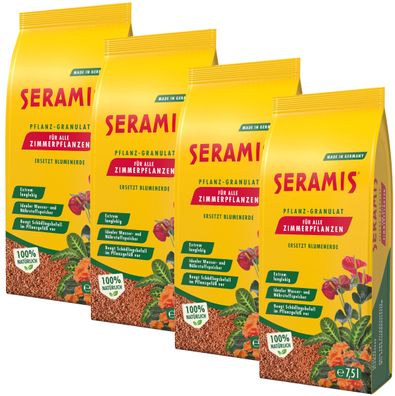 4 x SERAMIS® Pflanz-Granulat für Zimmerpflanzen, 7,5 Liter