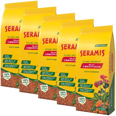 5 x SERAMIS® Pflanz-Granulat für Zimmerpflanzen, 7,5 Liter