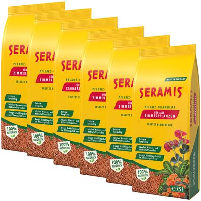 6 x SERAMIS® Pflanz-Granulat für Zimmerpflanzen, 7,5 Liter