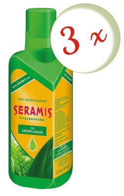 3 x SERAMIS® Vitalnahrung für Grünpflanzen und Palmen, 500 ml