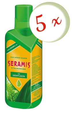 5 x SERAMIS® Vitalnahrung für Grünpflanzen und Palmen, 500 ml