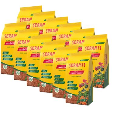 12 x SERAMIS® Pflanz-Granulat für Zimmerpflanzen, 2,5 Liter