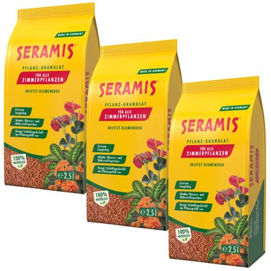 3 x SERAMIS® Pflanz-Granulat für Zimmerpflanzen, 2,5 Liter