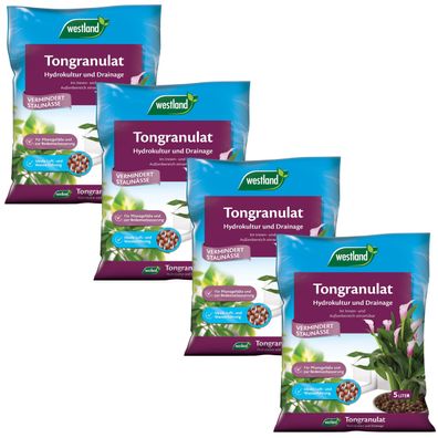 4 x WESTLAND® Tongranulat, 5 Liter