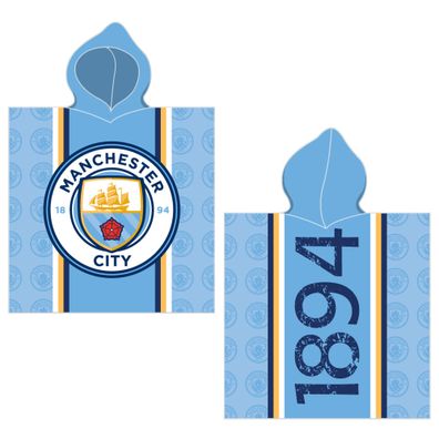 Manchester City Kinder Kapuzen Bade-Poncho Logo Blau 60x120 cm