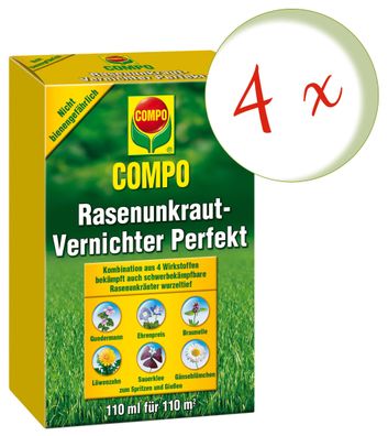 4 x COMPO Rasenunkraut-Vernichter Perfekt, 110 ml