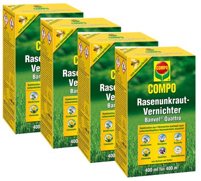 4 x COMPO Rasenunkraut-Vernichter Banvel® Quattro, 400 ml