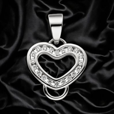 Anhänger Herz Carrier Träger für Charms 925 Sterling Silber 20 Zirkonia