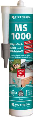 HOTREGA® MS 1000 High-Tech Kleb- und Dichtstoff, 290 ml Kartusche, grau