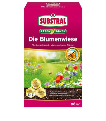 SUBSTRAL® Die Blumenwiese, Rasen- & Blumensamen, 800 g für 80 m²