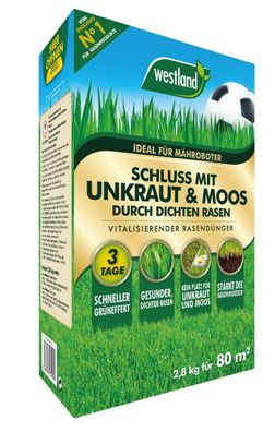 WESTLAND® Schluss mit Unkraut und Moos Rasendünger, 2,8 kg für 80 m²