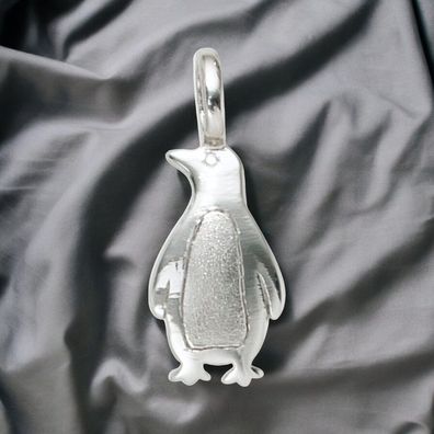 Kinder Anhänger Pinguin 925 Sterling Silber rhodiniert mattiert Kinderanhänger