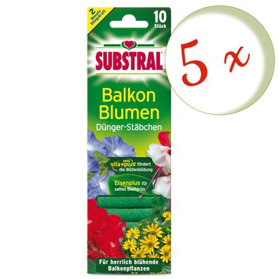 5 x SUBSTRAL® Balkonblumen Dünger-Stäbchen, 10 Stück