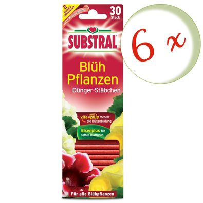 6 x SUBSTRAL® Blühpflanzen Dünger-Stäbchen, 30 Stück