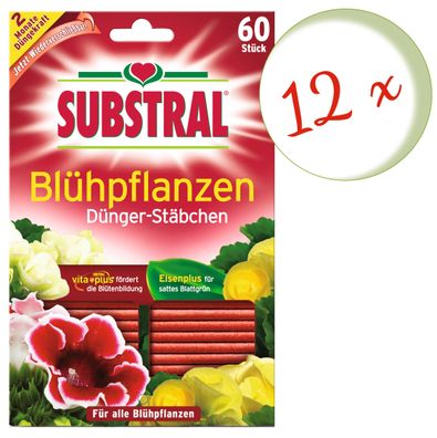 12 x SUBSTRAL® Blühpflanzen Dünger-Stäbchen, 60 Stück