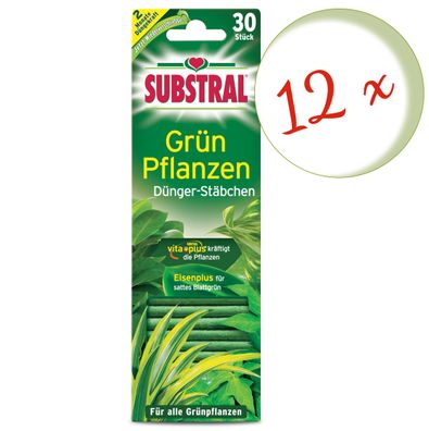 12 x SUBSTRAL® Grünpflanzen Dünger-Stäbchen, 30 Stück