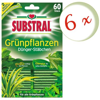 6 x SUBSTRAL® Grünpflanzen Dünger-Stäbchen, 60 Stück