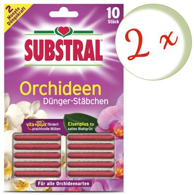 2 x SUBSTRAL® Orchideen Dünger-Stäbchen, 10 Stück