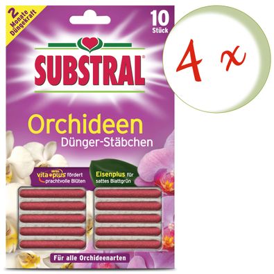 4 x SUBSTRAL® Orchideen Dünger-Stäbchen, 10 Stück