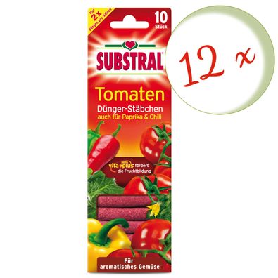 12 x SUBSTRAL® Tomaten Dünger-Stäbchen, 10 Stück