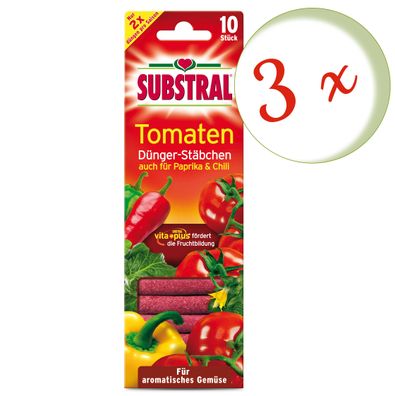 3 x SUBSTRAL® Tomaten Dünger-Stäbchen, 10 Stück