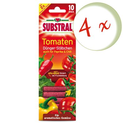 4 x SUBSTRAL® Tomaten Dünger-Stäbchen, 10 Stück