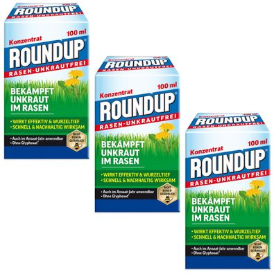3 x ROUNDUP® Rasen-Unkrautfrei Konzentrat, 100 ml