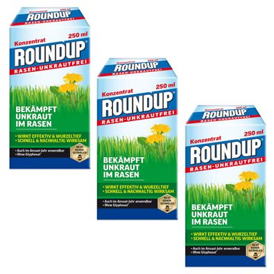 3 x ROUNDUP® Rasen-Unkrautfrei Konzentrat, 250 ml
