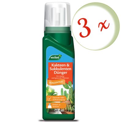 3 x WESTLAND® Kakteen und Sukkulenten Dünger, 200 ml