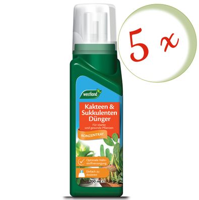 5 x WESTLAND® Kakteen und Sukkulenten Dünger, 200 ml