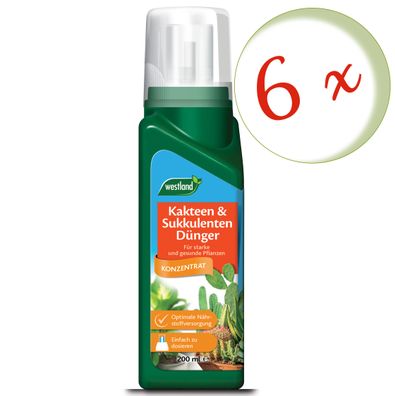 6 x WESTLAND® Kakteen und Sukkulenten Dünger, 200 ml