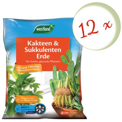 12 x WESTLAND® Kakteen und Sukkulenten Erde, 4 Liter