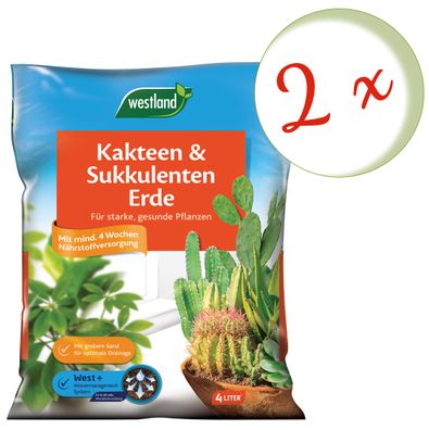 2 x WESTLAND® Kakteen und Sukkulenten Erde, 4 Liter