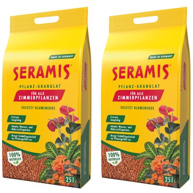 2 x SERAMIS® Pflanz-Granulat für Zimmerpflanzen, 25 Liter